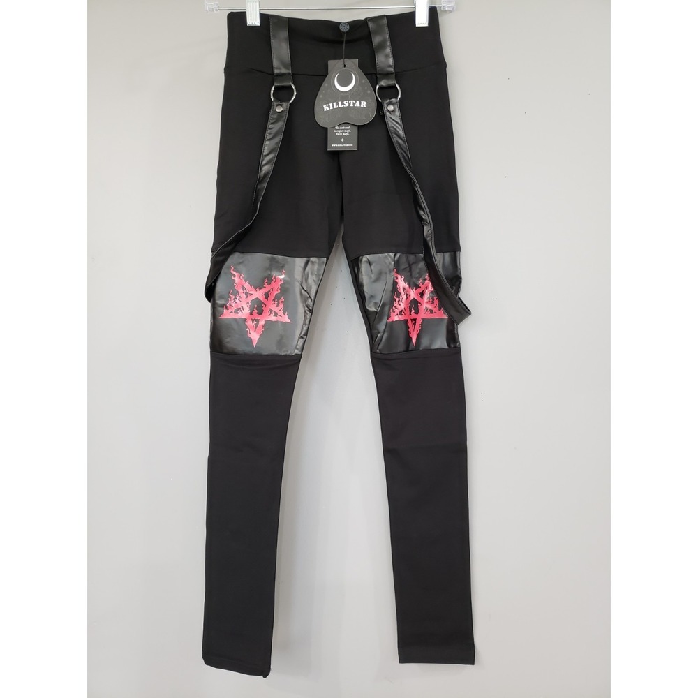 NEW SMALL Killstar Bloodpact Black Leggings Pentagram Witchy Gothic Chains Punk